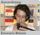Foto: Autorin Emanuela Bislanis bei ihrer Lesung auf der Frankfurter Buchmesse 2007